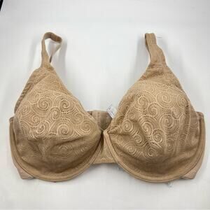 Natori Underwire Bra Sz 32G Swirl Lace Lightly Lined Beige Tan Not Padded 3 Hook